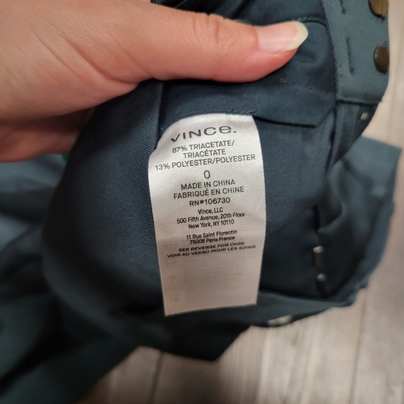 Vince Satin Wide Leg Pleated Pants Slacks Emerald Green Size 0 - Picture 7 of 12